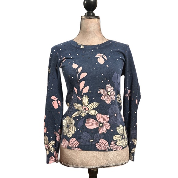 Brooklyn Industries Tops - Brooklyn Industries Blue Floral Long Sleeve Sweater